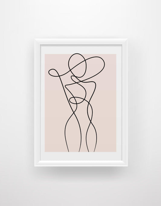 Abstract body line art print (Blush) - Chic Prints