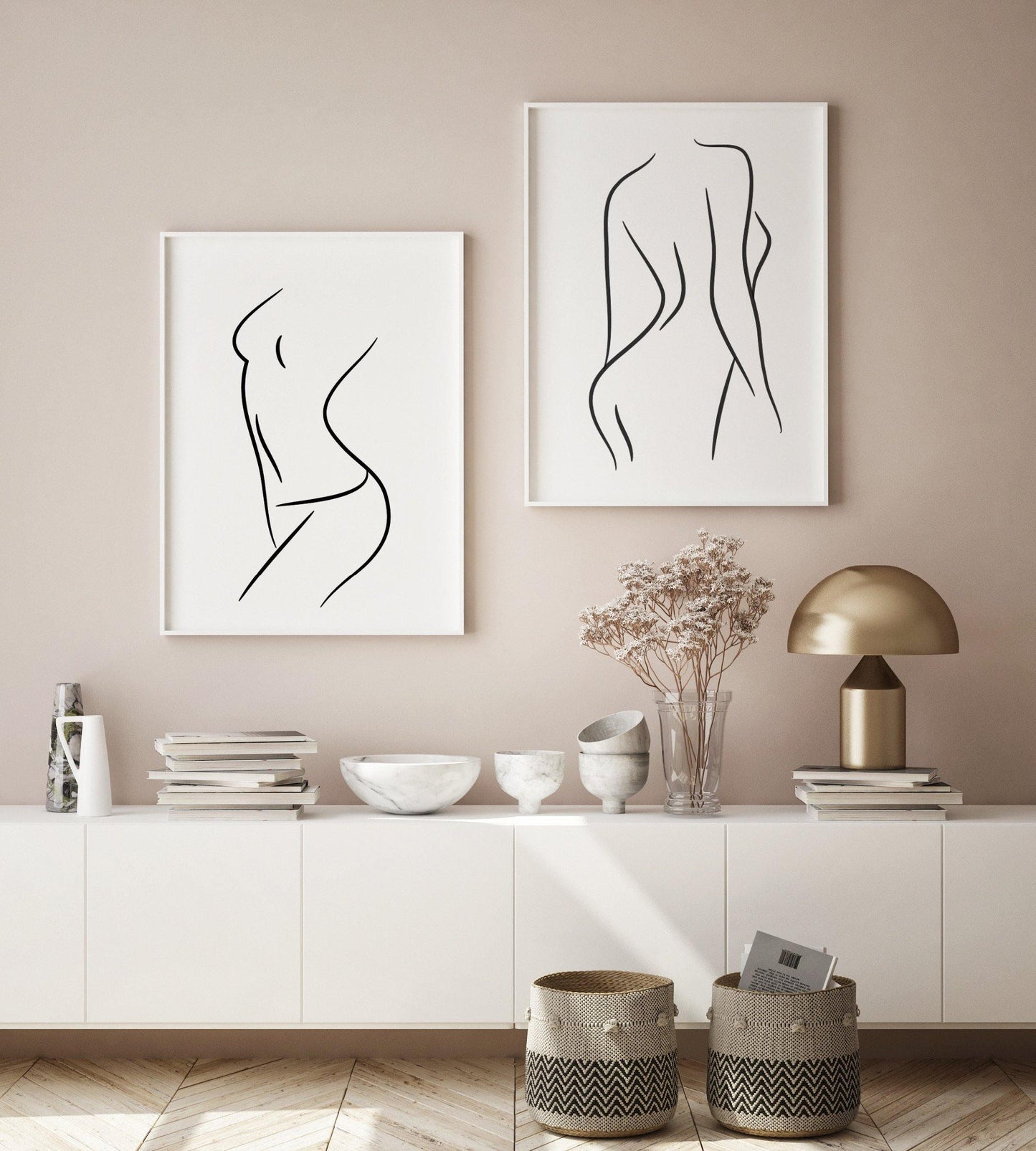 ‘Curve’ Line Art Prints (Set of 2) - Chic Prints