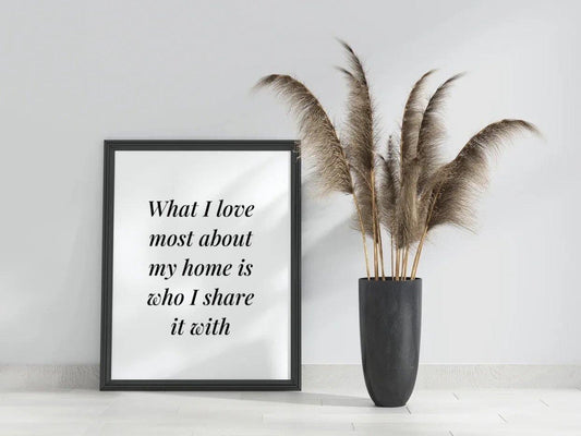 ‘What I love most about my home is who I share it with’ Quote Print-Chic Prints